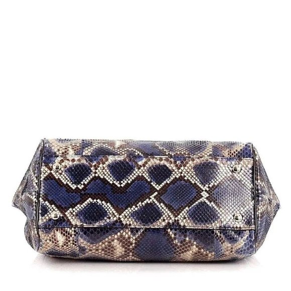 Versace Blue Snakeskin Talia Vanitas Bag New - Picture 3 of 5